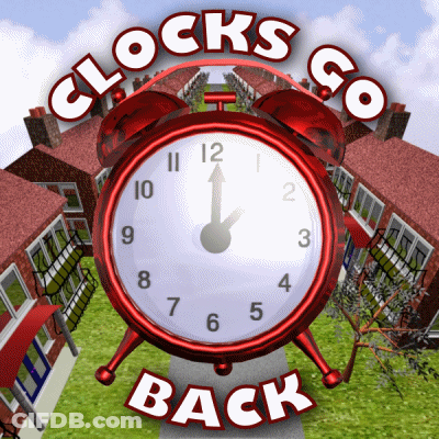 A Red Alarm Clock Says Clocks Go Back GIF