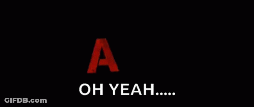 A Red And Black Background With The Words Oh Yeah On It . GIF