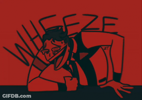 A Red And Black Drawing Of A Man With The Word Eze Written On It GIF