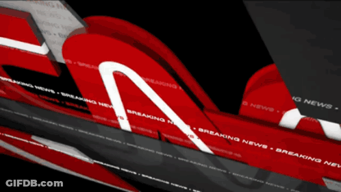 A Red And Black Sign That Says " Breaking News " GIF