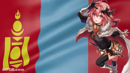 A Red And Blue Flag With A Girl On It GIF