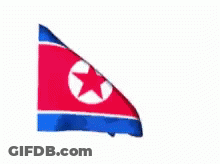A Red And Blue Flag With A White Star In The Middle GIF