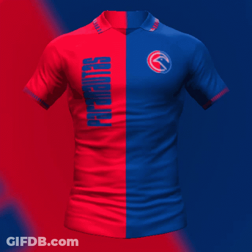 A Red And Blue Jersey That Says Robson On The Back GIF