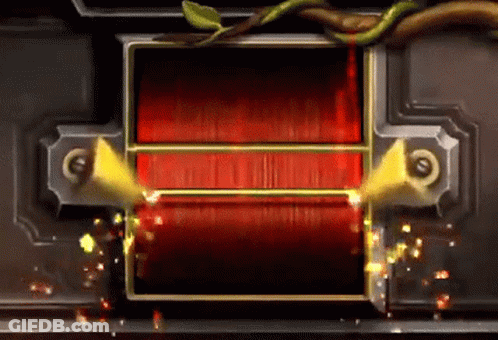 A Red And Gold Box With A Snake On It GIF