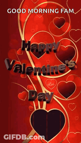 A Red And Gold Valentine 'S Day Greeting Card GIF