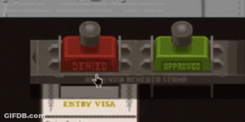 A Red And Green Button That Says Approved On It GIF