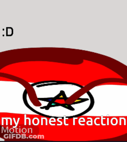 A Red And White Cartoon With The Words " My Honest Reaction Motion " On The Bottom GIF
