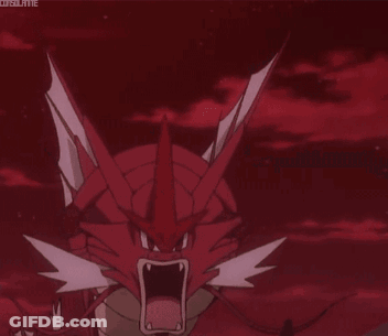 A Red And White Dragon With Its Mouth Open In A Video Game GIF