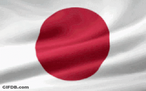 A Red And White Flag With A Red Circle On It GIF