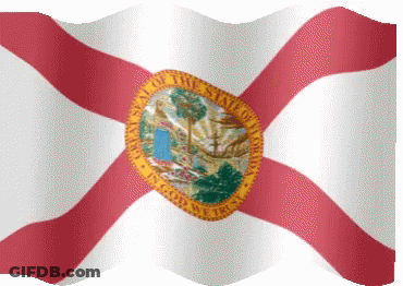 A Red And White Flag With A Seal That Says ' Florida State Of The State Of Florida ' GIF