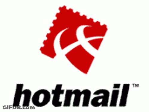 A Red And White Logo For Hotmail With A Stamp In The Middle GIF