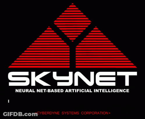 A Red And White Logo For Skynet Neural Net Based Artificial Intelligence GIF
