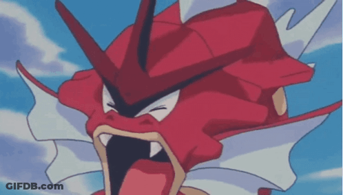 A Red And White Pokemon With Its Mouth Open And Sharp Teeth GIF