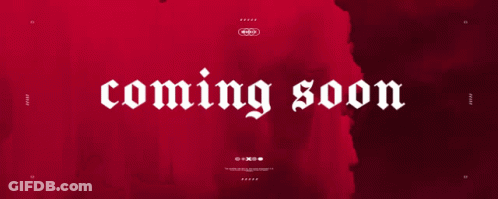 A Red And White Striped Background With The Word Comi Written In White GIF