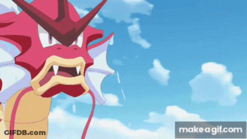 A Red And Yellow Dragon With A Blue Sky In The Background And A Make A Gif.com Button GIF