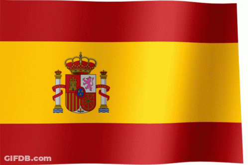 A Red And Yellow Flag With A Coat Of Arms And A Crown GIF