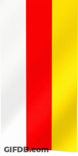A Red And Yellow Flag With A White Stripe On The Bottom GIF