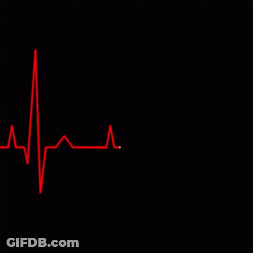 A Red And Yellow Heartbeat Graph On A Black Background . GIF