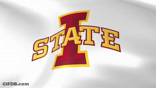A Red And Yellow Logo For Iowa State GIF