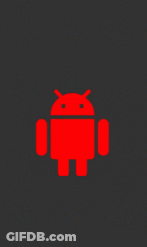 A Red Android Logo On A Dark Background GIF