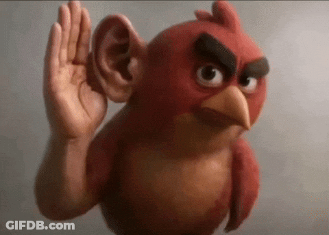 A Red Angry Bird With A Large Ear GIF