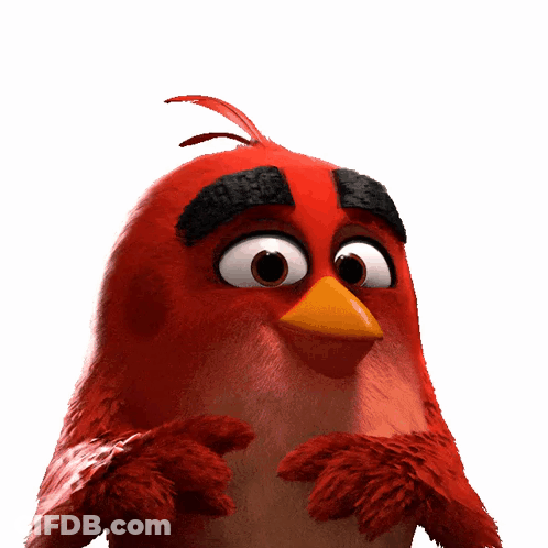 A Red Angry Bird With A Yellow Beak GIF