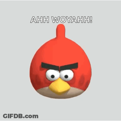 A Red Angry Bird With The Words Ahh Woyahh Written On It GIF