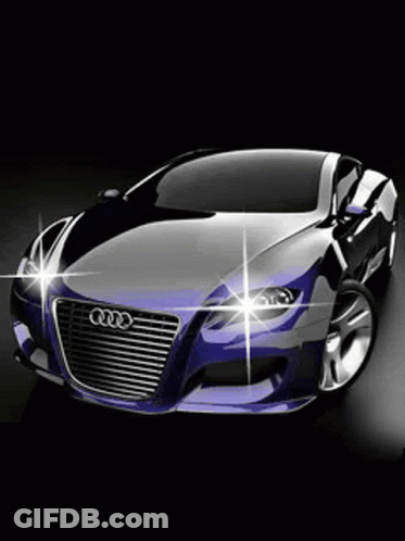 A Red Audi Sports Car With A Black Background GIF