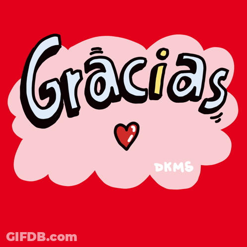 A Red Background With A Heart And The Word Gracias GIF