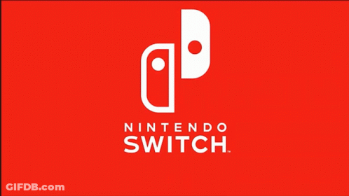 A Red Background With A Nintendo Switch Logo On It GIF