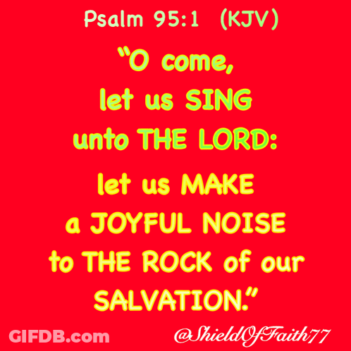 A Red Background With A Quote From Psalm 95 1 GIF