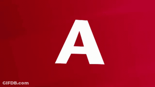 A Red Background With A White A And J On It GIF