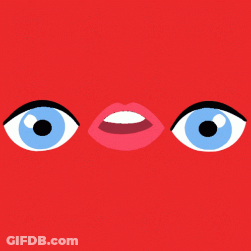 Red Background With Blue Eyes And Pink Lip GIF
