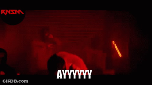 A Red Background With The Word Ayyyyyy In White Letters GIF