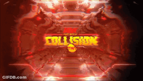 A Red Background With The Word Collision Written On It GIF