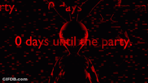 A Red Background With The Words 0 Days Until The Party Written In Red GIF