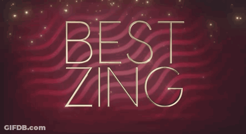 A Red Background With The Words Best Zing Written In Gold GIF