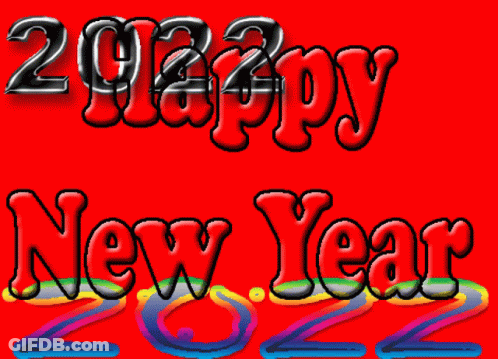 A Red Background With The Words Happy 2022 New Year 2022 GIF