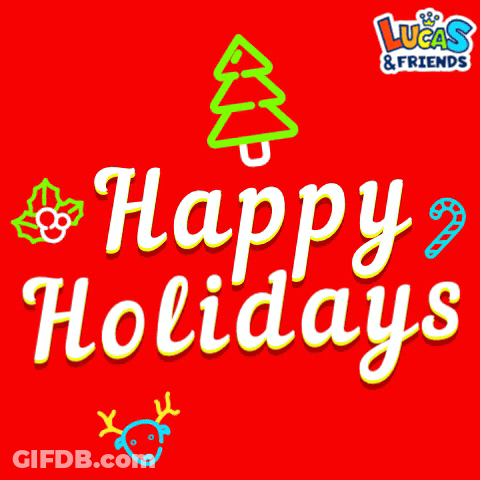 A Red Background With The Words Happy Holidays Written In White GIF