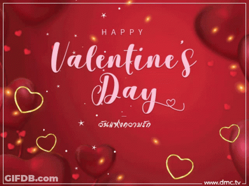 Red Background Happy Valentine's Day GIF