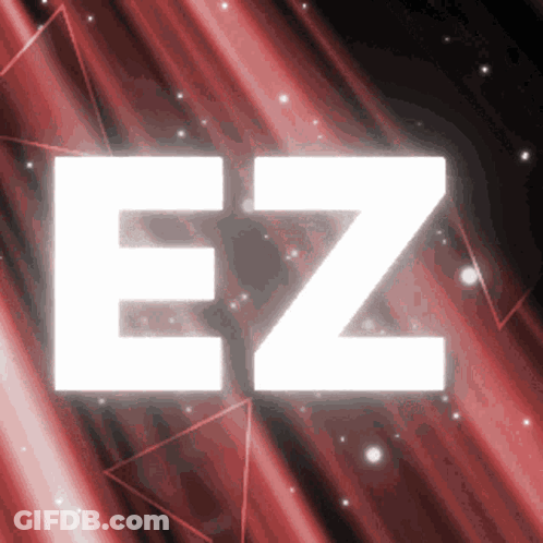 A Red Background With White Letters That Spell Out The Word Ez GIF