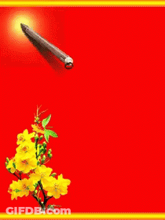 A Red Background With Yellow Flowers And The Word Tie GIF
