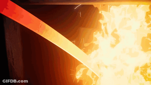 A Red Beam Is Coming Out Of A Fire GIF