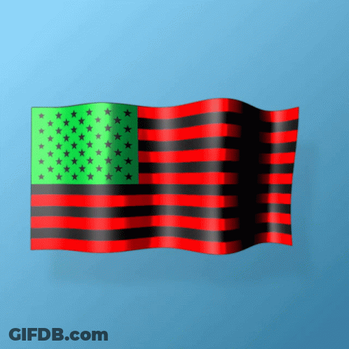 A Red Black And Green Flag With Black Stars On It GIF