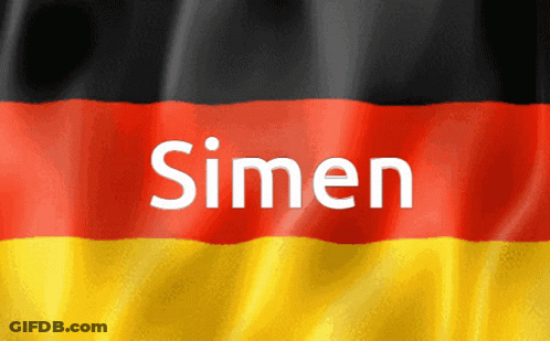 A Red Black And Yellow Flag With The Word Simen On It GIF