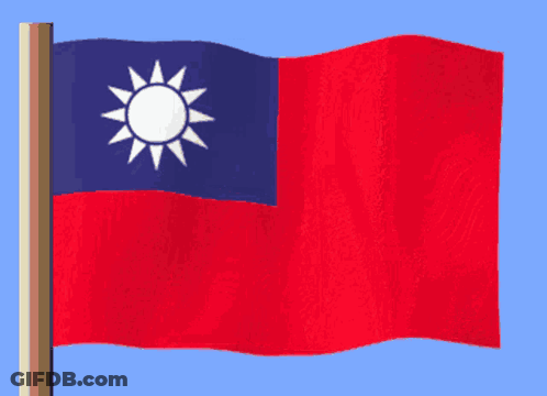 A Red Blue And White Flag With A White Sun In The Middle GIF