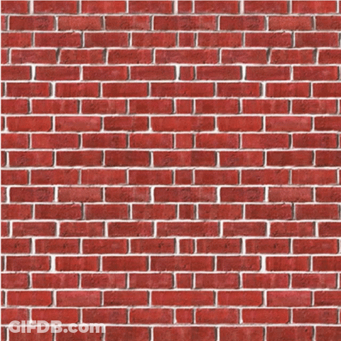 A Red Brick Wall With White Bricks And A Black Silhouette GIF