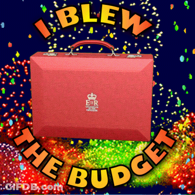 Red Briefcase With I Blew The Budget GIF