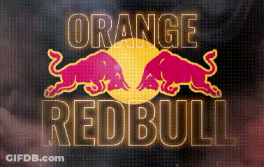 A Red Bull Logo With The Words Orange Redbull On It GIF
