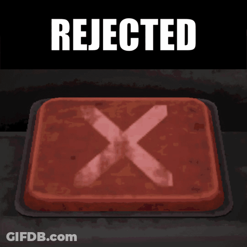 A Red Button With An X On It And The Word Rejected Below It GIF